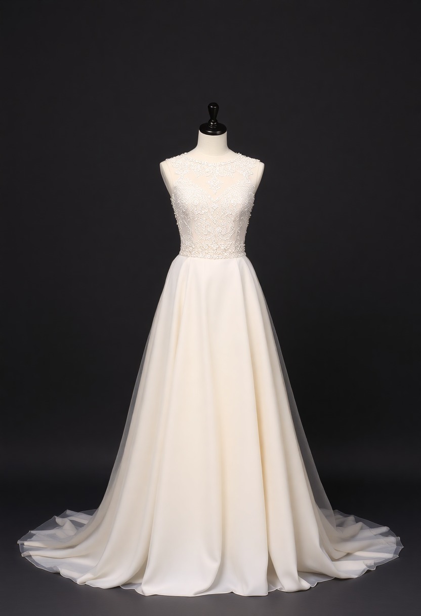 Drop-waist Satin Bride Dress